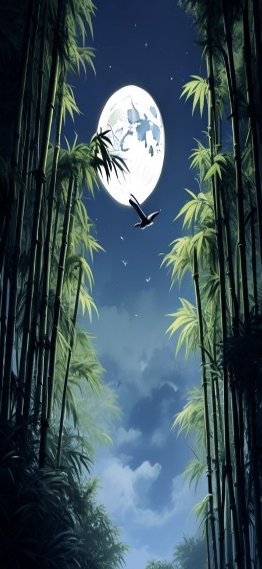 Breathtaking Bamboo Grove Swaying Wind Minimalist Wallpaper