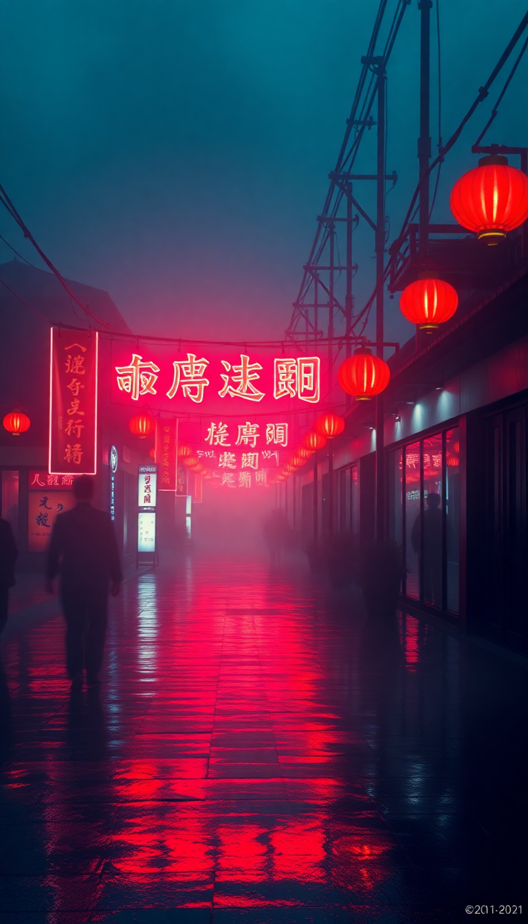 Primal Neon Signs Chinese Characters Digital art Wallpaper