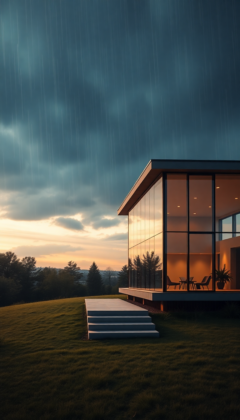 Luminous Modern Minimalist House Glass Photorealistic Wallpaper
