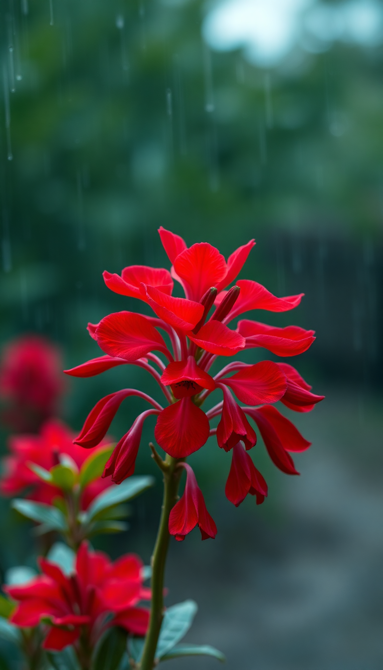 Spring Rain Flower Blooming Time Photorealistic Wallpaper