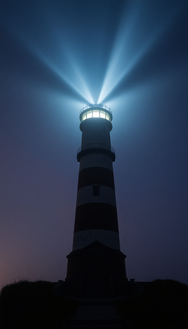 Intense Old Lighthouse Beam Cutting Photorealistic Wallpaper