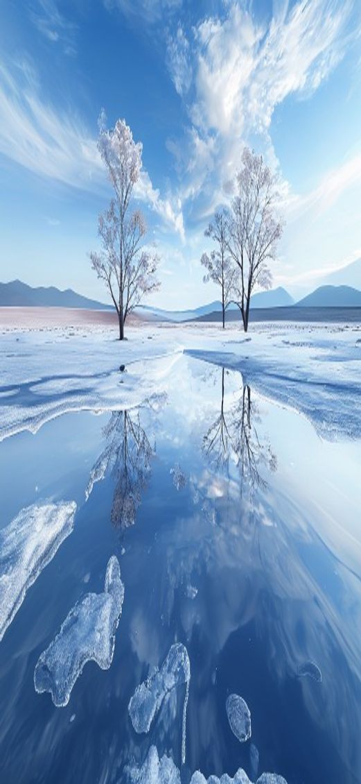 Delicate Salt Flats Mirror Reflection Photorealistic Wallpaper