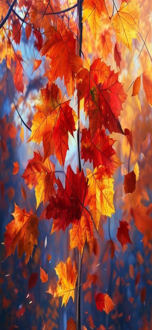 Ornate Autumn Leaves Falling Maple Photorealistic Wallpaper