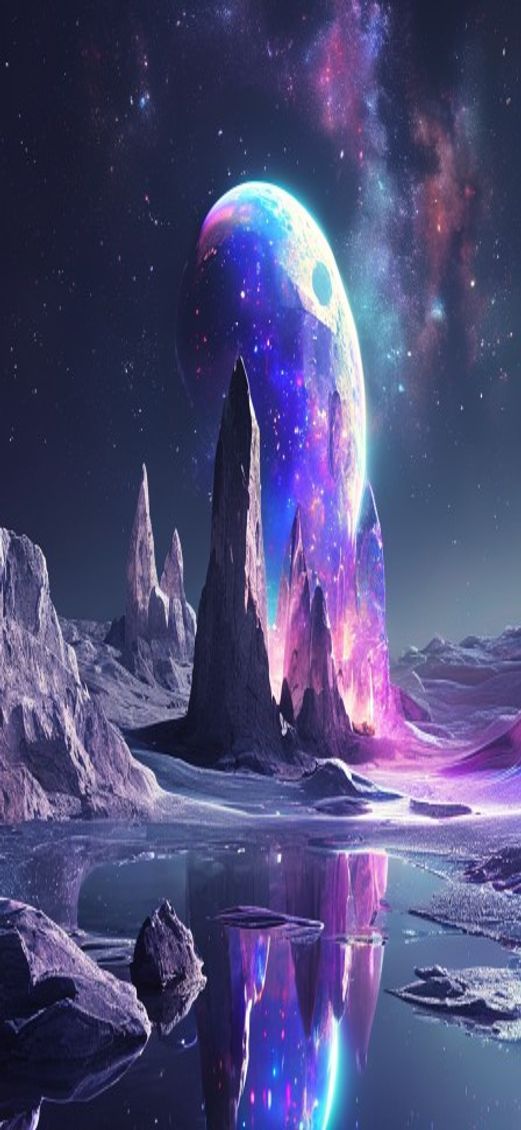 Crystal Caves Alien Moon Reflecting Abstract Wallpaper