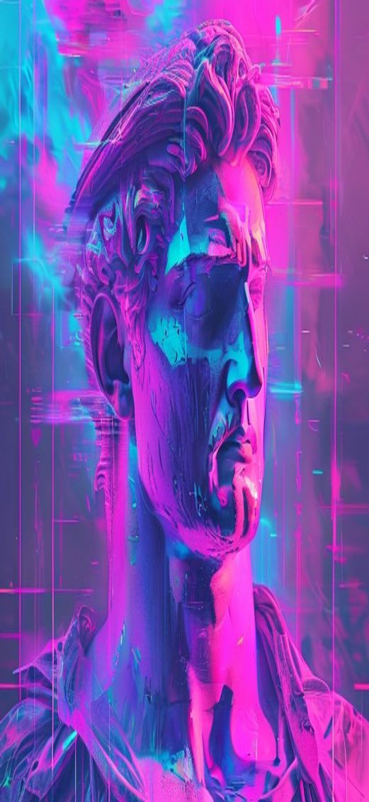 Rustic Vaporwave Roman Bust Glitch Digital art Wallpaper