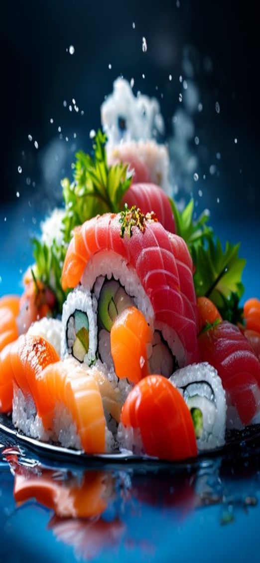 Mystic Fresh Sushi Arrangement Artistic Photorealistic Wallpaper