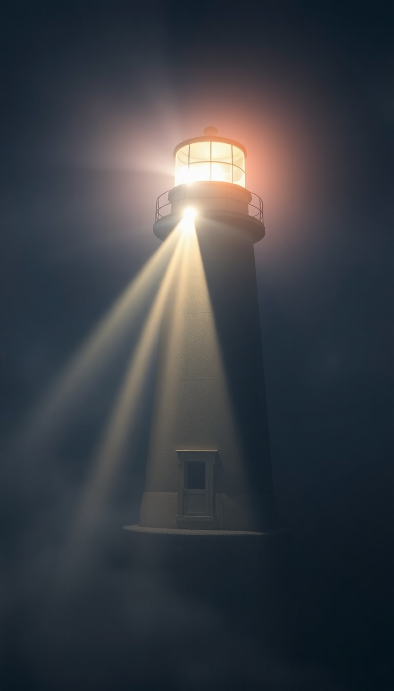 Gorgeous Old Lighthouse Beam Cutting Photorealistic Wallpaper