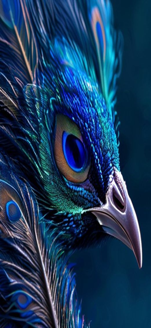 Feather Blue Pattern Hour Iridescent Photorealistic Wallpaper