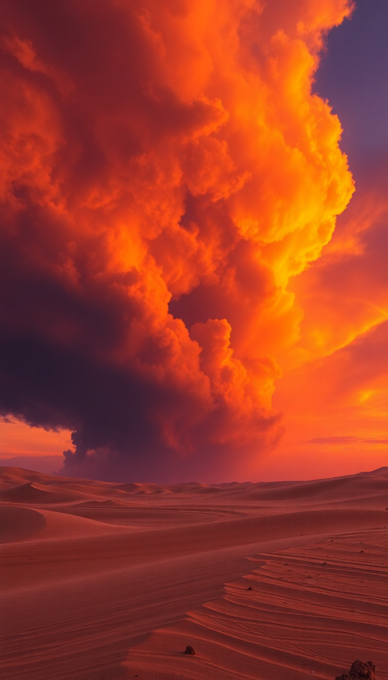 Sandstorm Approaching Desert Dramatic Orange Digital art Wallpaper
