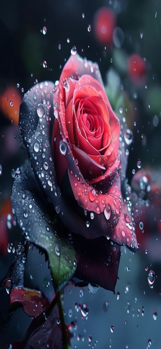 Black Rose With Water Droplets Digital art Wallpaper