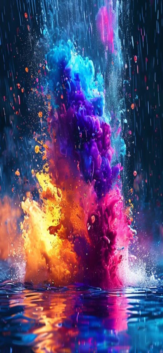 Retro Ink Explosion Water Freeze Digital art Wallpaper