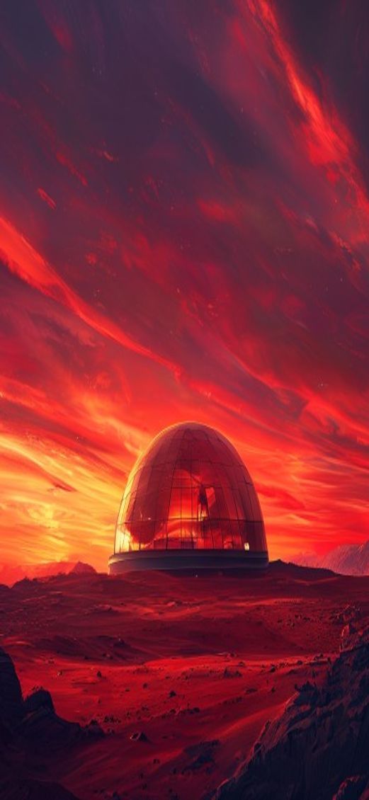 Celestial Mars Colony Dome Sunset Digital art Wallpaper