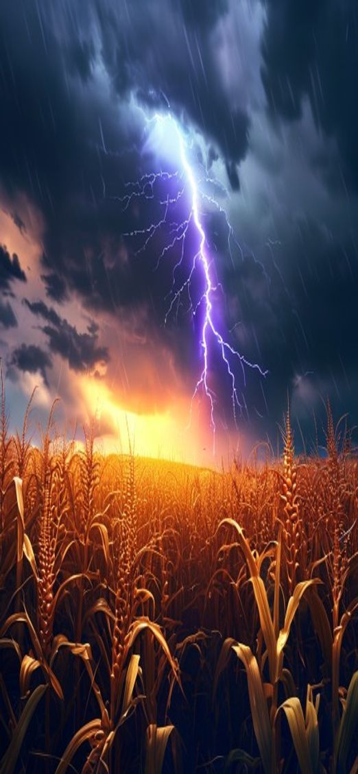 Splendid Summer Thunderstorm Lightning Over Photorealistic Wallpaper